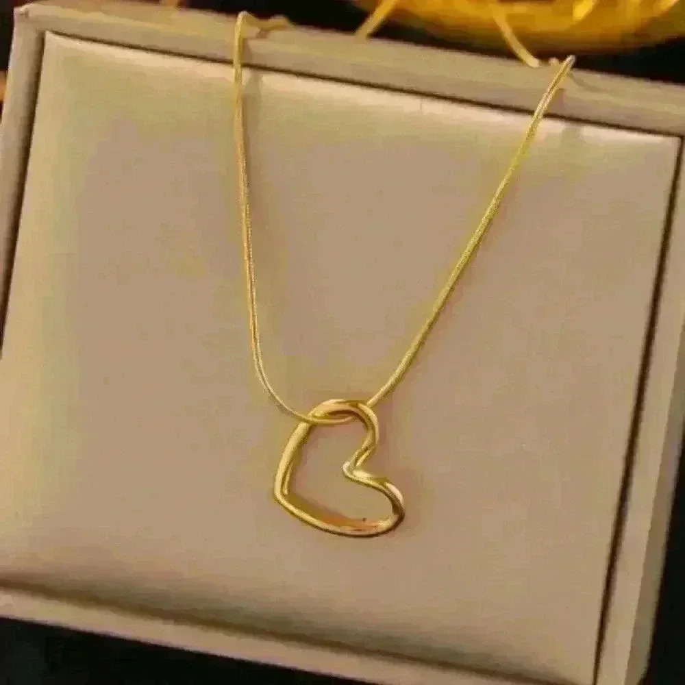 Gold Filled Open Heart Pendant Necklace - Picture 2 of 3